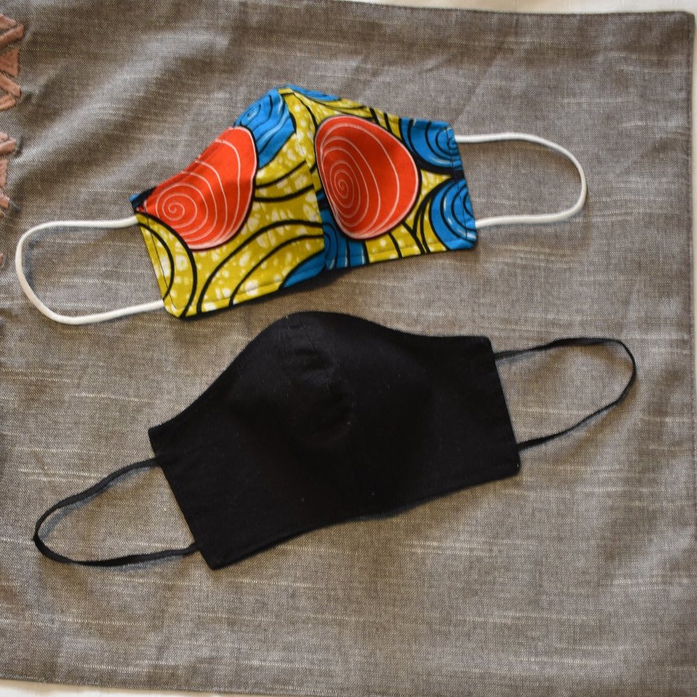 Kid's Face Mask Double Layer African Print & Black
